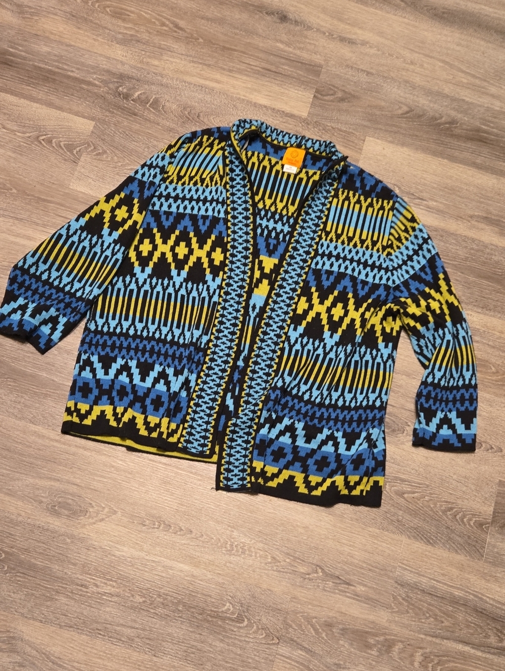 Ruby Road Boho Ethnic Geometric Print Cardigan Size 1X
